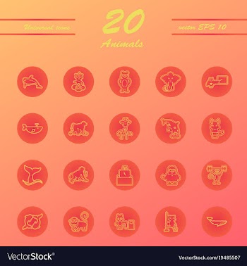 Animal icons set outline style of animal icons vector image