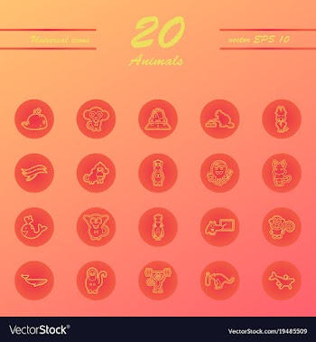 Animal icons set outline style of animal icons vector image