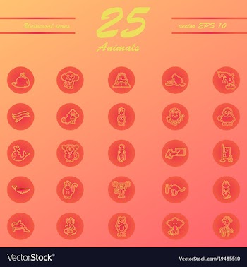 Animal icons set outline style of animal icons vector image