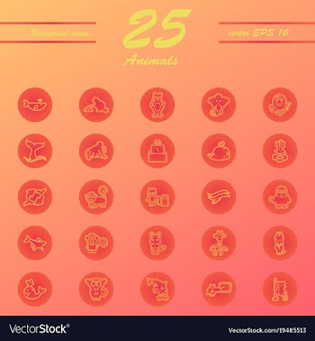 Animal icons set outline style of animal icons vector image
