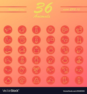 Animal icons set outline style of animal icons vector image