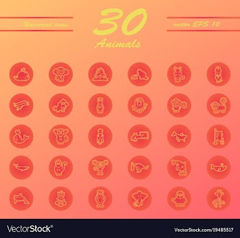 Animal icons set outline style of animal icons vector image