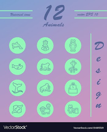Animal icons set outline style of animal icons vector image