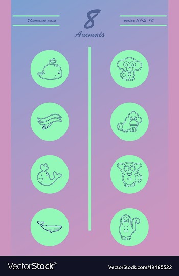 Animal icons set outline style of animal icons vector image