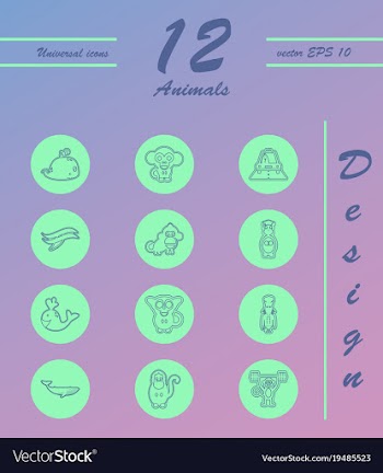 Animal icons set outline style of animal icons vector image