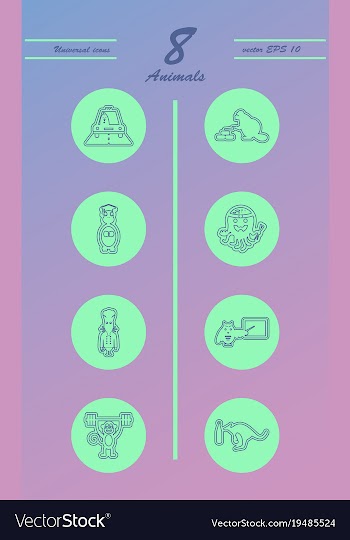 Animal icons set outline style of animal icons vector image