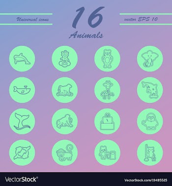 Animal icons set outline style of animal icons vector image