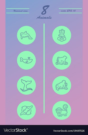 Animal icons set outline style of animal icons vector image