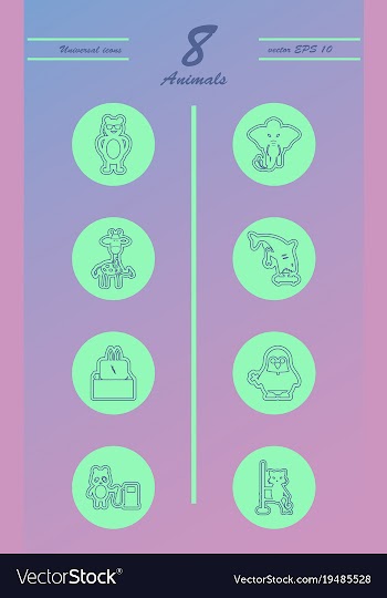 Animal icons set outline style of animal icons vector image