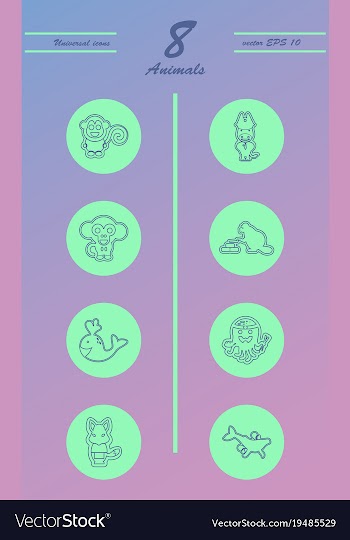 Animal icons set outline style of animal icons vector image