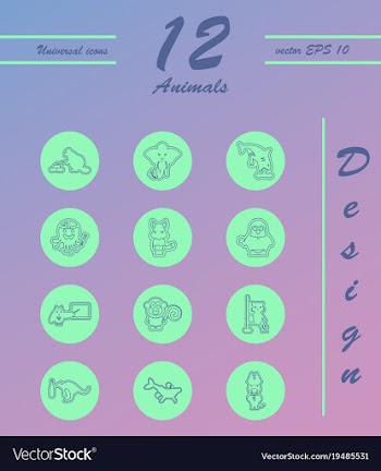 Animal icons set outline style of animal icons vector image
