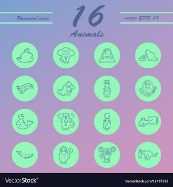 Animal icons set outline style of animal icons vector image