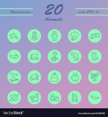 Animal icons set outline style of animal icons vector image