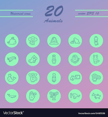 Animal icons set outline style of animal icons vector image