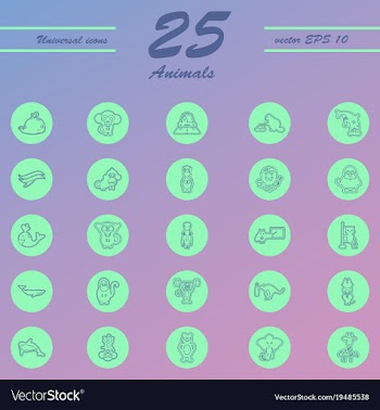 Animal icons set outline style of animal icons vector image