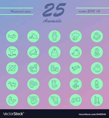 Animal icons set outline style of animal icons vector image