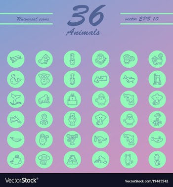 Animal icons set outline style of animal icons vector image