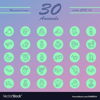 Animal icons set outline style of animal icons vector image