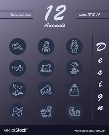 Animal icons set outline style of animal icons vector image