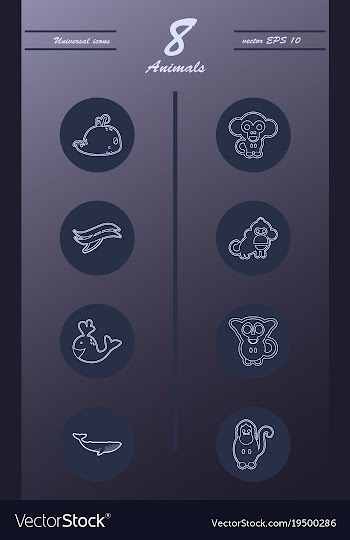 Animal icons set outline style of animal icons vector image
