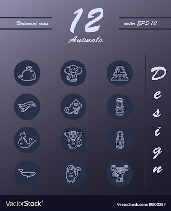 Animal icons set outline style of animal icons vector image