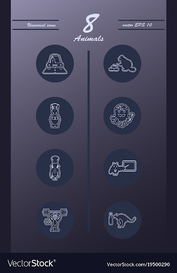 Animal icons set outline style of animal icons vector image