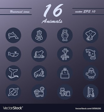 Animal icons set outline style of animal icons vector image