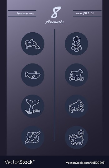 Animal icons set outline style of animal icons vector image