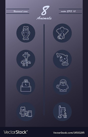 Animal icons set outline style of animal icons vector image