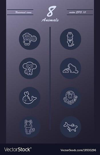 Animal icons set outline style of animal icons vector image