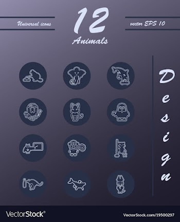 Animal icons set outline style of animal icons vector image