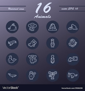 Animal icons set outline style of animal icons vector image