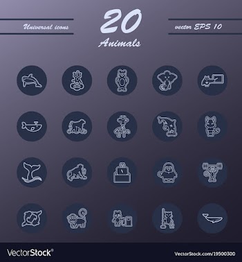 Animal icons set outline style of animal icons vector image