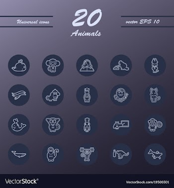 Animal icons set outline style of animal icons vector image