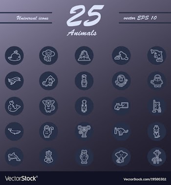 Animal icons set outline style of animal icons vector image