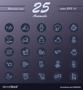 Animal icons set outline style of animal icons vector image