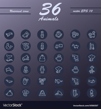 Animal icons set outline style of animal icons vector image