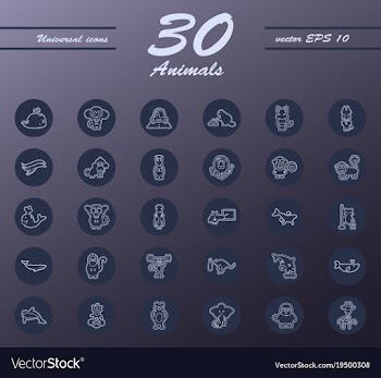 Animal icons set outline style of animal icons vector image