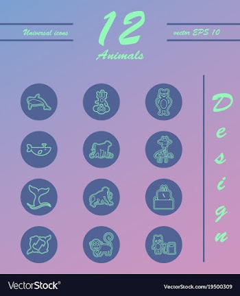 Animal icons set outline style of animal icons vector image