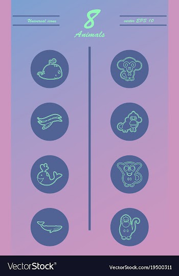 Animal icons set outline style of animal icons vector image