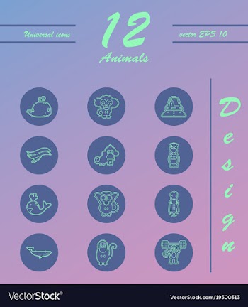 Animal icons set outline style of animal icons vector image
