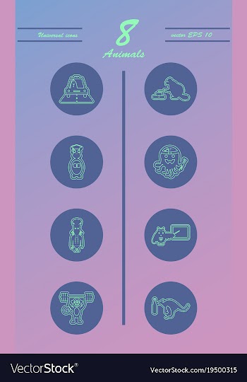Animal icons set outline style of animal icons vector image