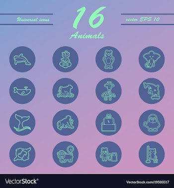 Animal icons set outline style of animal icons vector image