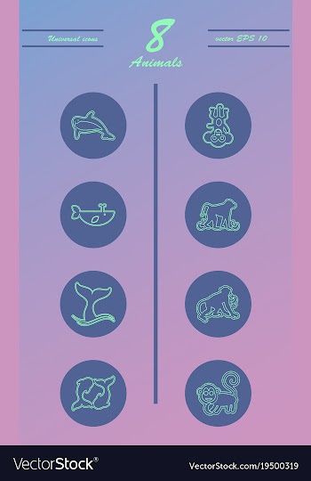 Animal icons set outline style of animal icons vector image