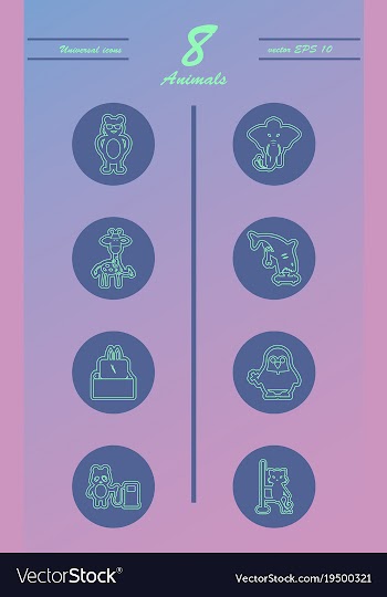 Animal icons set outline style of animal icons vector image