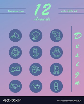 Animal icons set outline style of animal icons vector image