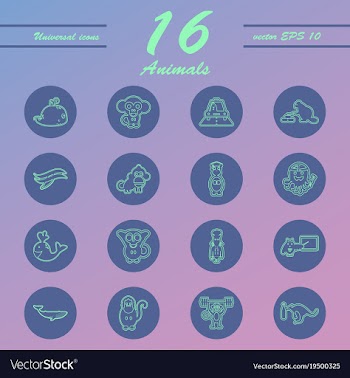 Animal icons set outline style of animal icons vector image