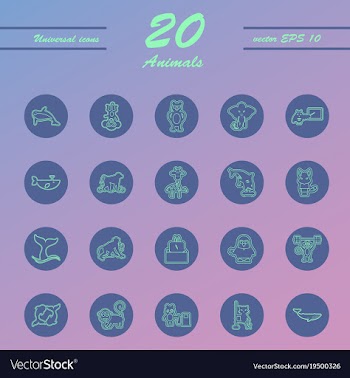 Animal icons set outline style of animal icons vector image