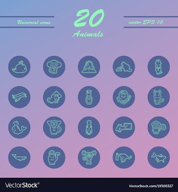 Animal icons set outline style of animal icons vector image