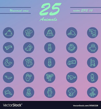 Animal icons set outline style of animal icons vector image